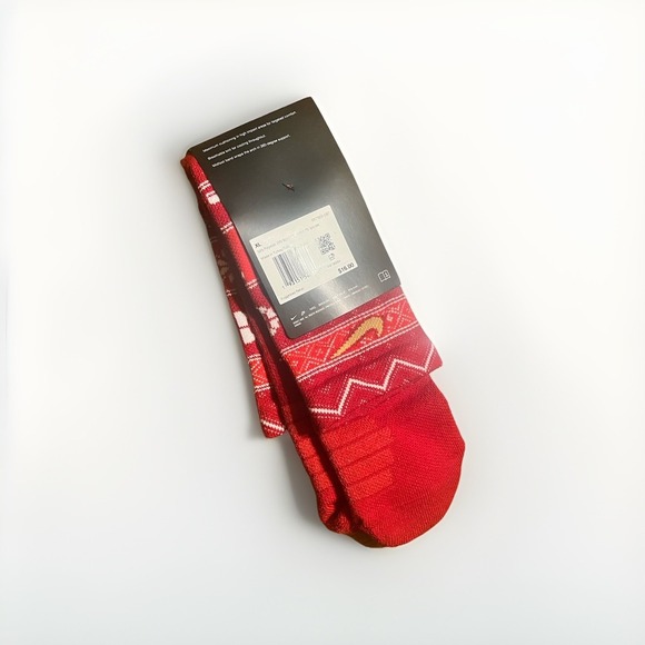 Nike Men Dri Fit Elite Crew Basketball Christmas Red Socks Size 12-15 - Picture 2 of 3